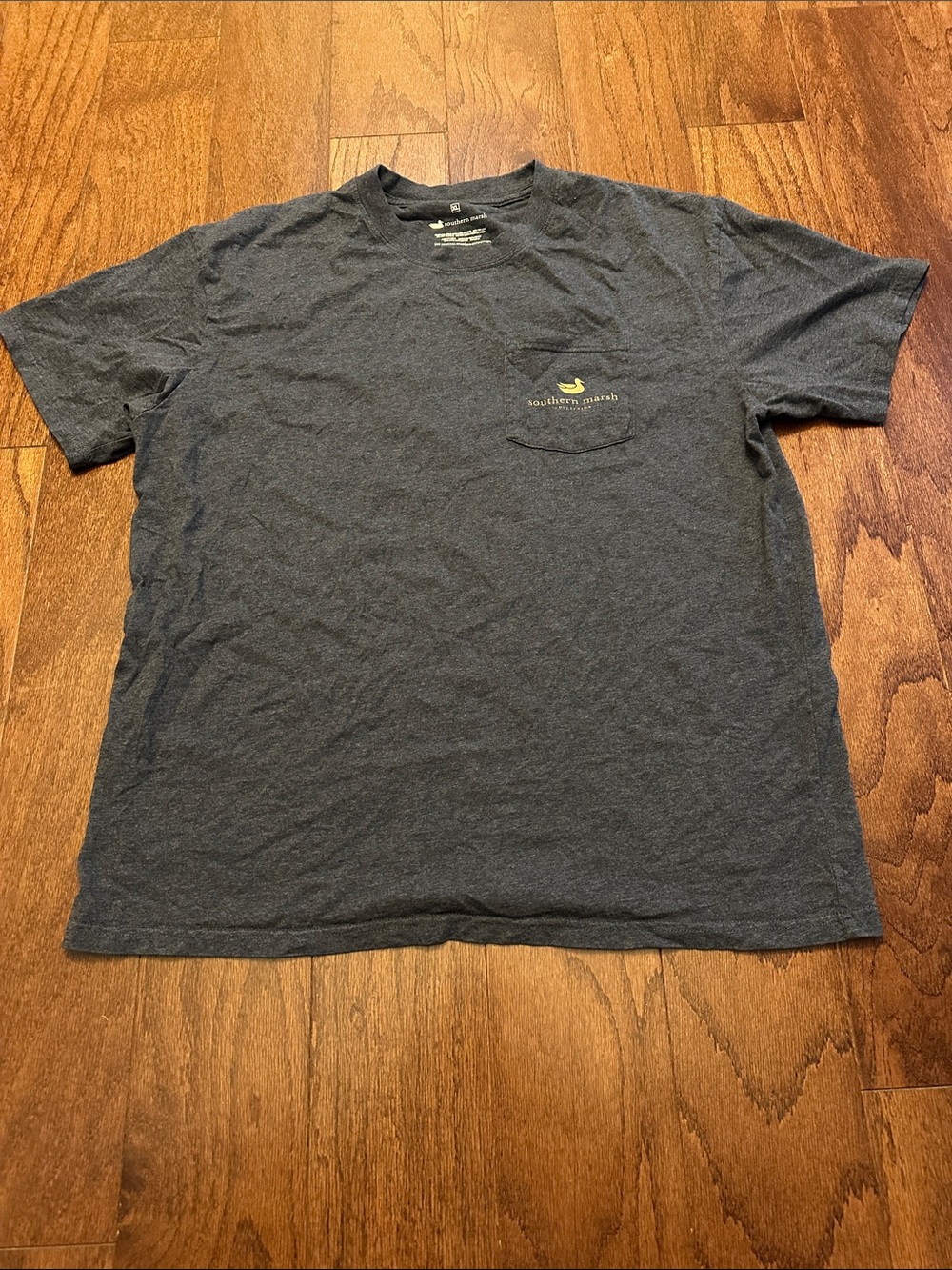 Southern Marsh Men's Charcoal Pocket Tee with Yellow Logo